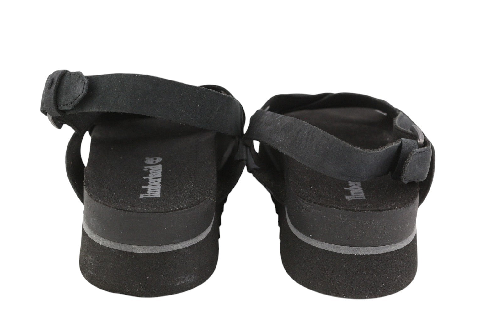 TIMBERLAND A23FE Women Sandals EU39 Black Leather Platform Soles Buckle Logo