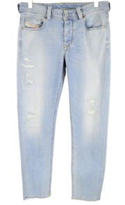 DIESEL Larkee-Beex 087AX vyriški džinsai W32/L32 siaurėjantys, dirbtinai nuskusti mėlyni 