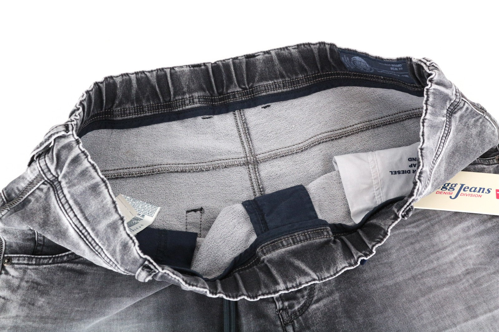 DIESEL Krooley-Ne 0855B W38 Men Jeans Sweat Jogg Faded Out Tapered Denim Grey