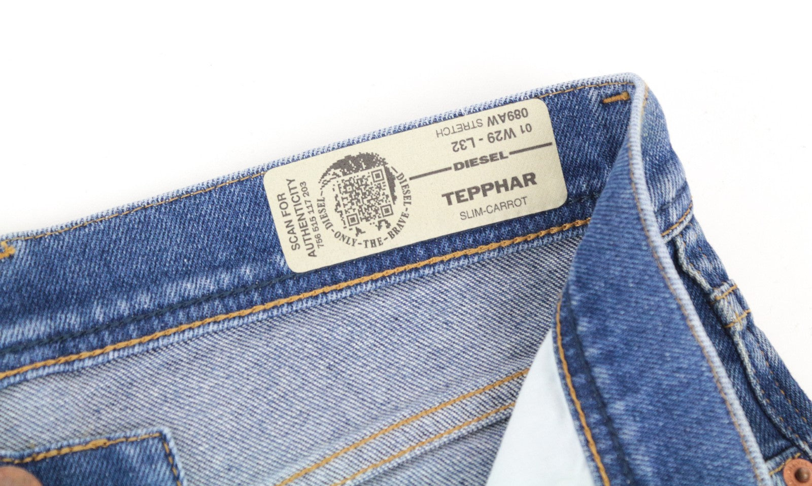 DIESEL Tepphar 089AW W29/L32 Men Jeans Slim Carrot Distressed Stained Denim