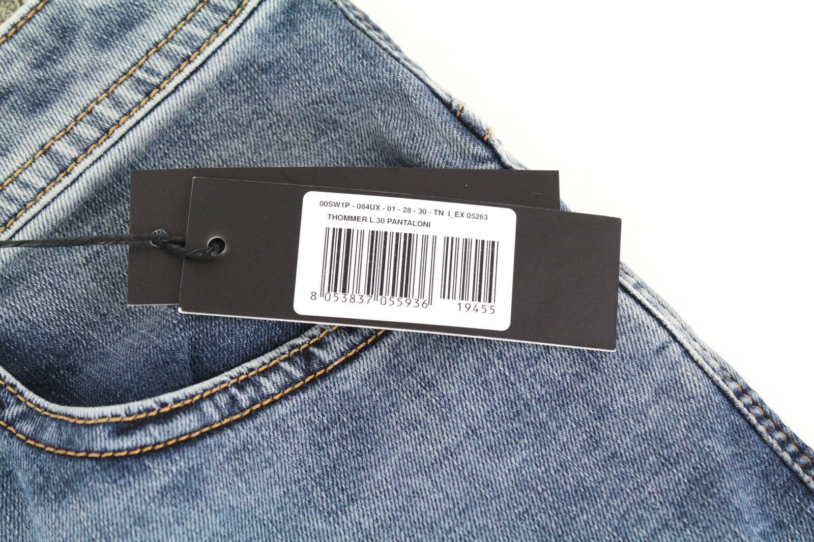 DIESEL Thommer 084UX W28/L30 Men Jeans Slim-Skinny Stained Zip Fly Stone Washed