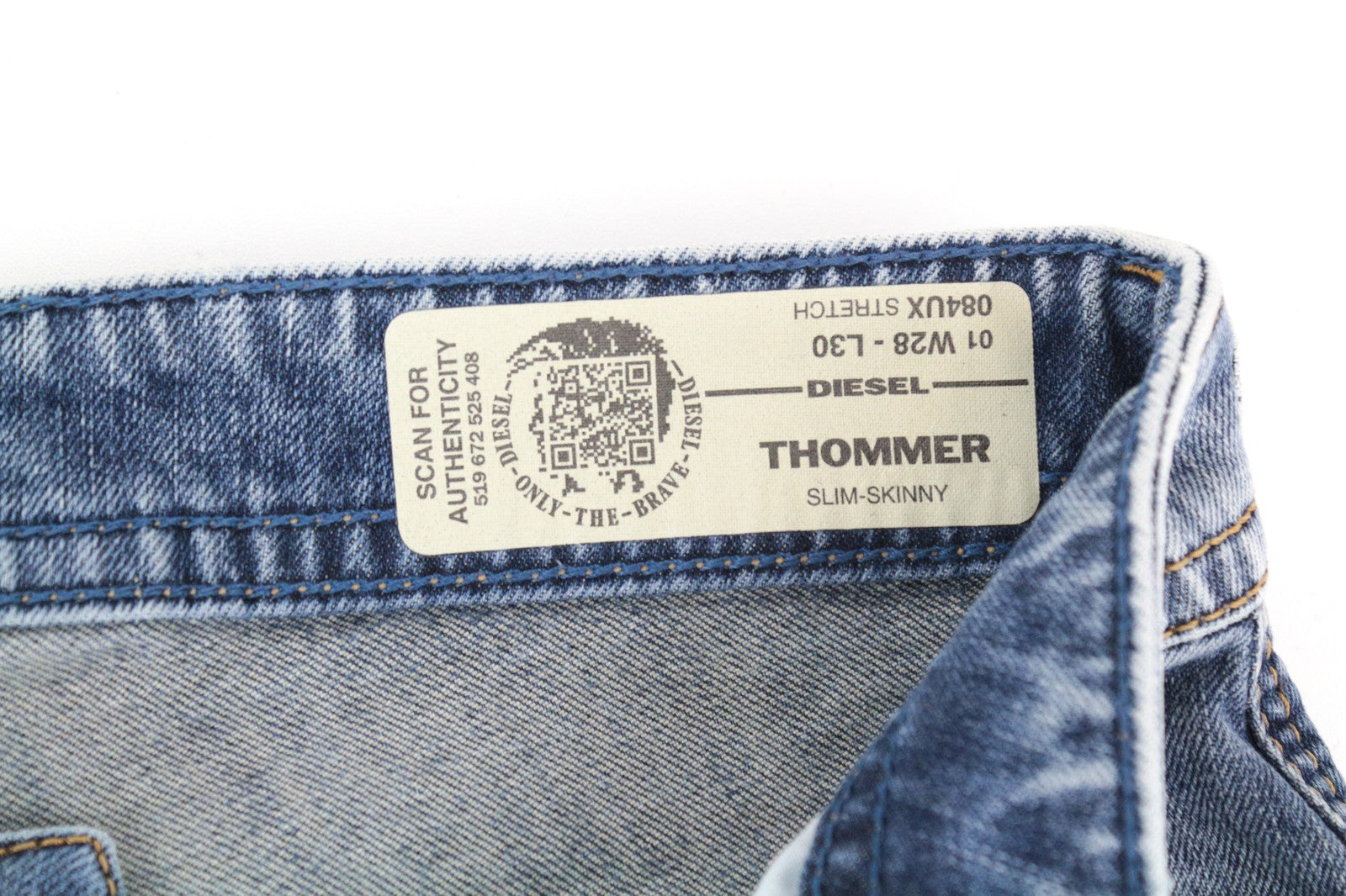 DIESEL Thommer 084UX W28/L30 Men Jeans Slim-Skinny Stained Zip Fly Stone Washed