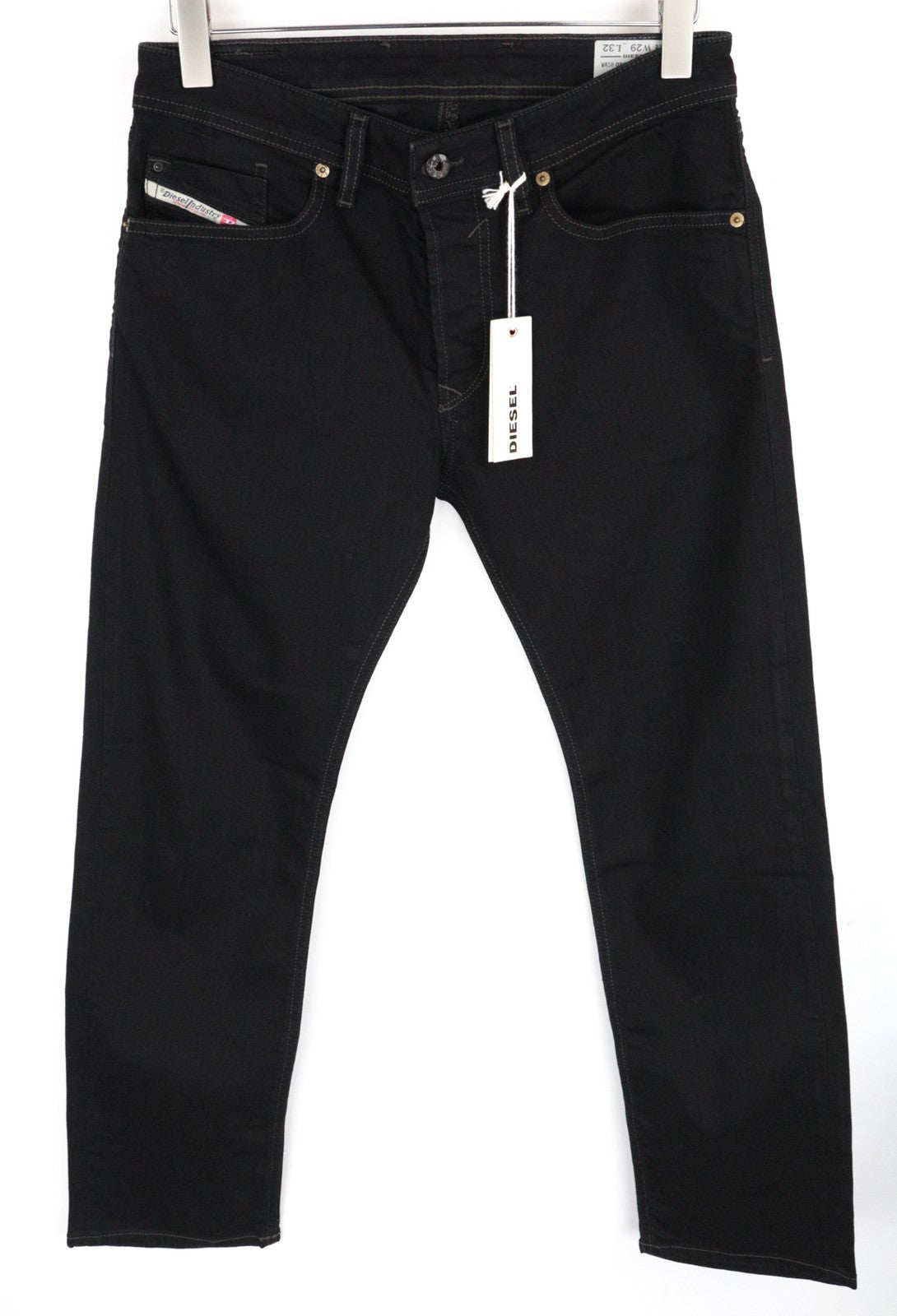 DIESEL Waykee 0886Z W29/L32 Men Jeans Straight Fit Stretchy Black Plain Denim