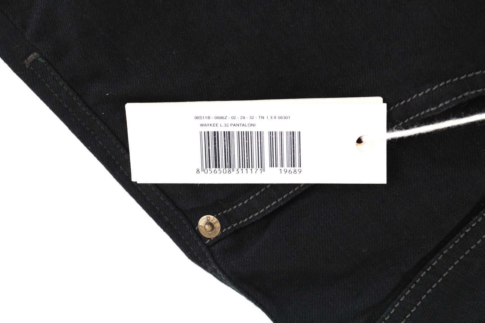 DIESEL Waykee 0886Z W29/L32 Men Jeans Straight Fit Stretchy Black Plain Denim