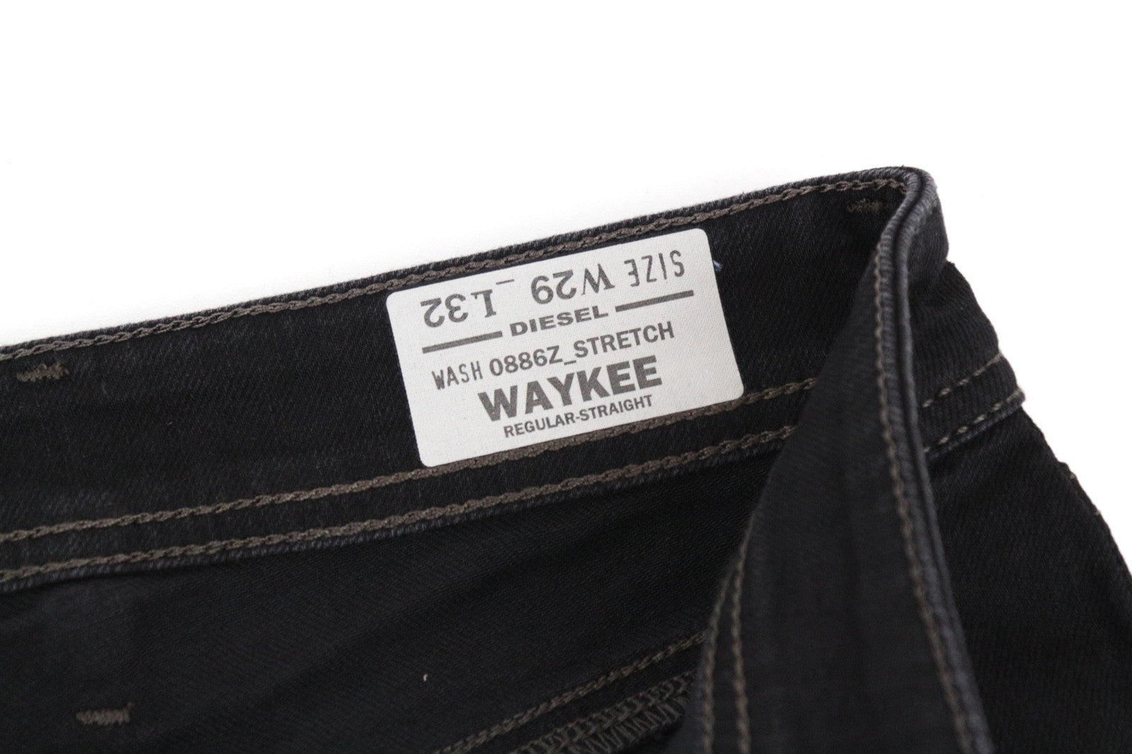 DIESEL Waykee 0886Z W29/L32 Men Jeans Straight Fit Stretchy Black Plain Denim