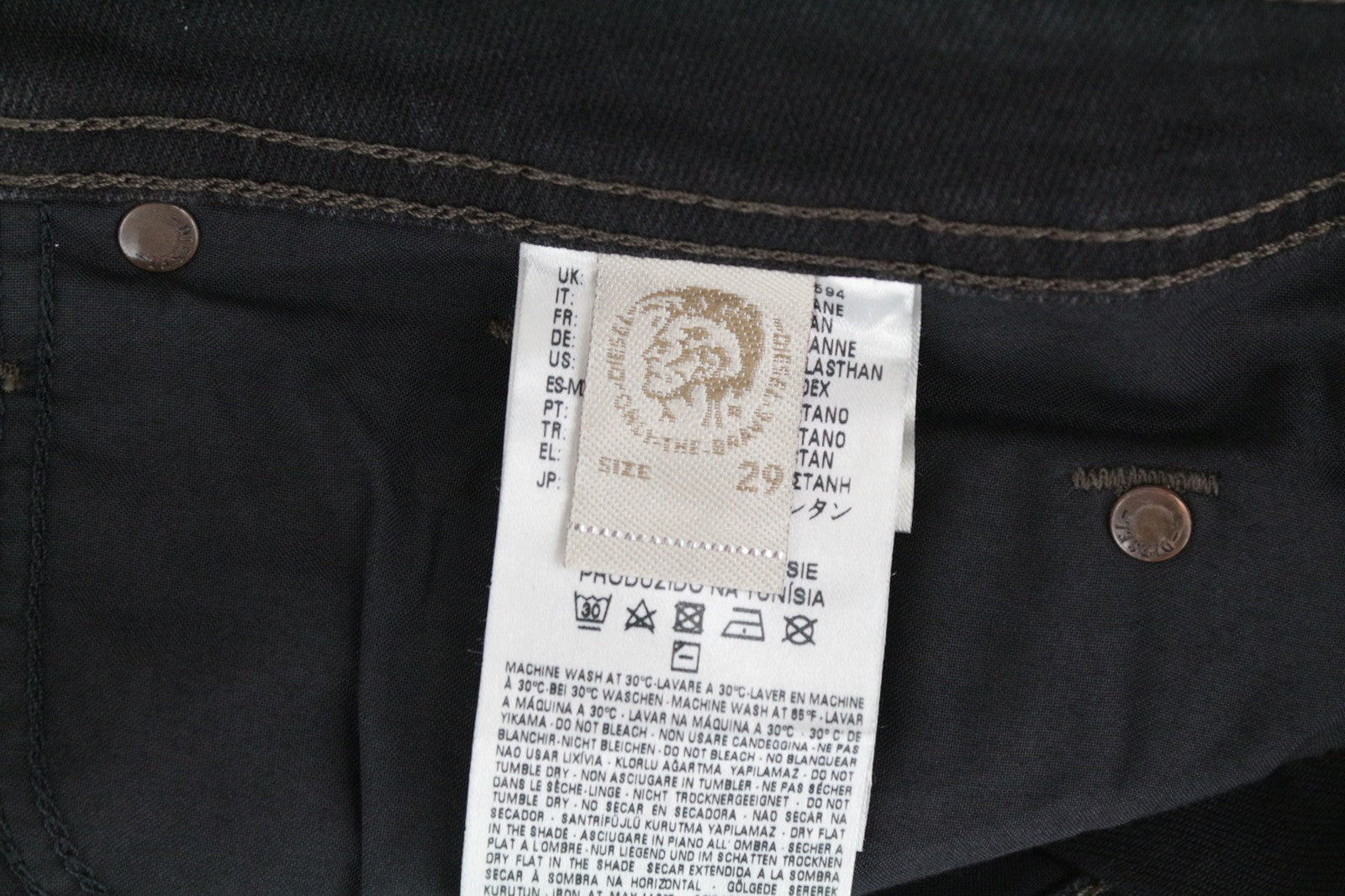 DIESEL Waykee 0886Z W29/L32 Men Jeans Straight Fit Stretchy Black Plain Denim