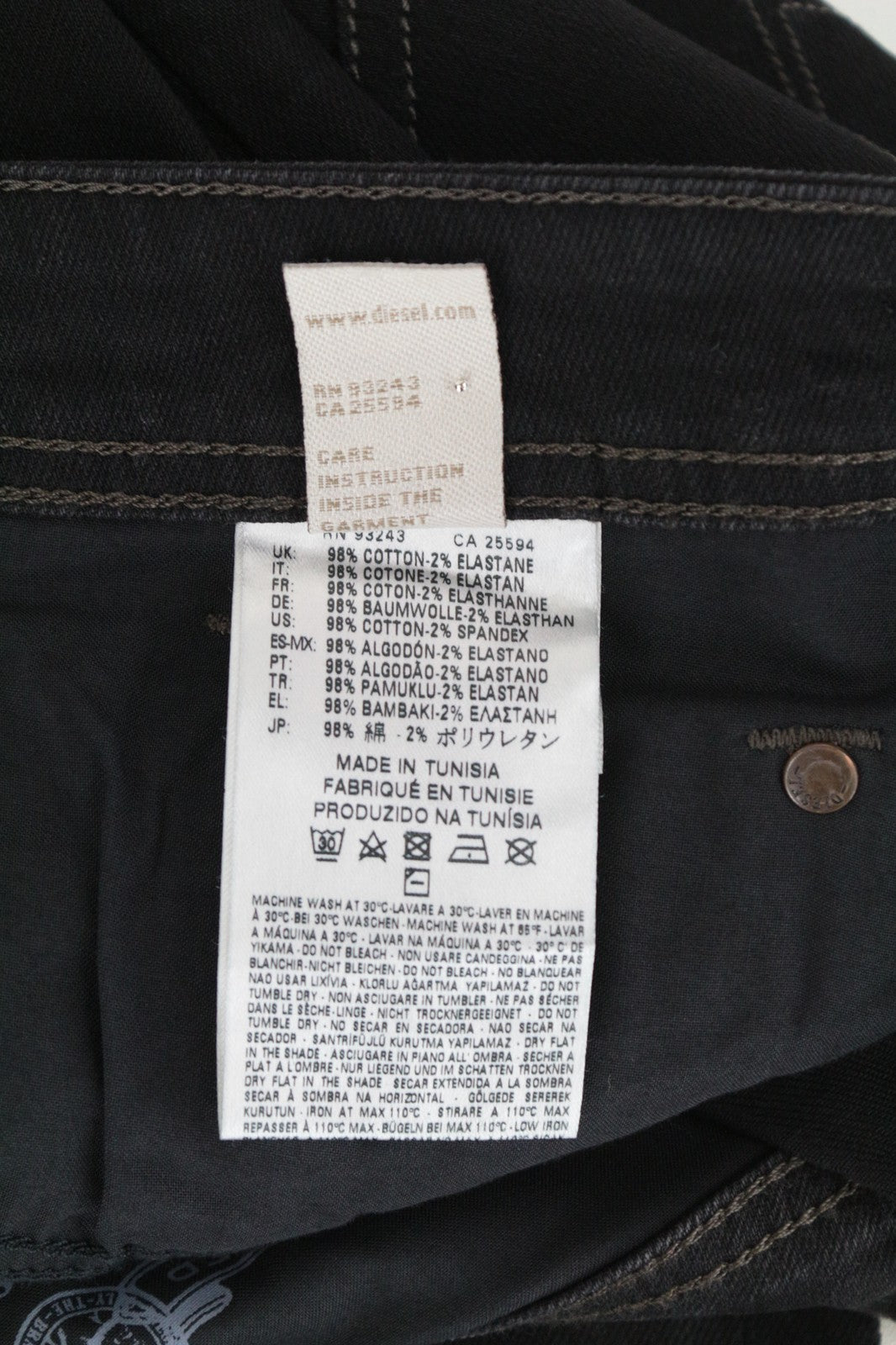 DIESEL Waykee 0886Z W29/L32 Men Jeans Straight Fit Stretchy Black Plain Denim