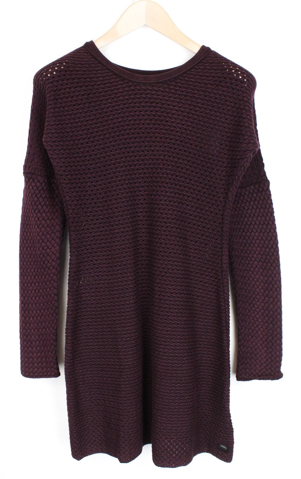 REPLAY Knitwear Women's Dress XS Jumper Dress Tight-Knitted Burgundy Slim Fit