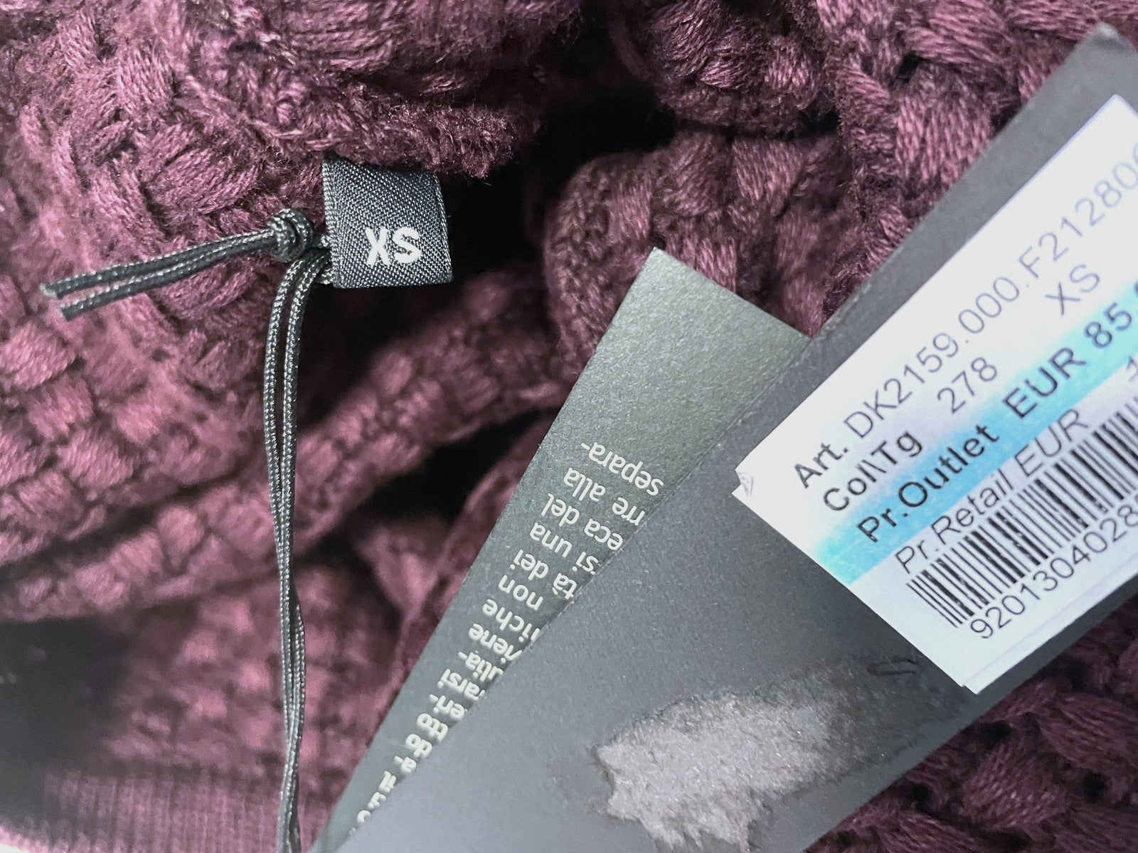 REPLAY Knitwear Women's Dress XS Jumper Dress Tight-Knitted Burgundy Slim Fit