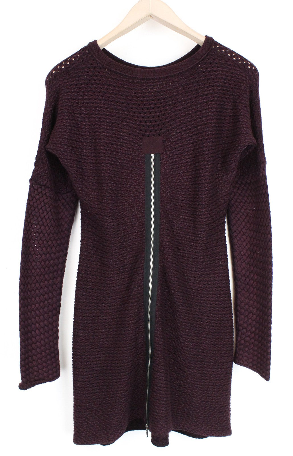 REPLAY Knitwear Women's Dress XS Jumper Dress Tight-Knitted Burgundy Slim Fit