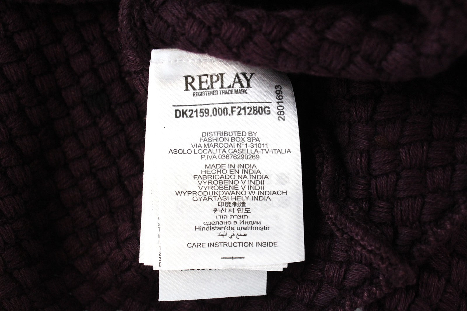 REPLAY Knitwear Women's Dress XS Jumper Dress Tight-Knitted Burgundy Slim Fit