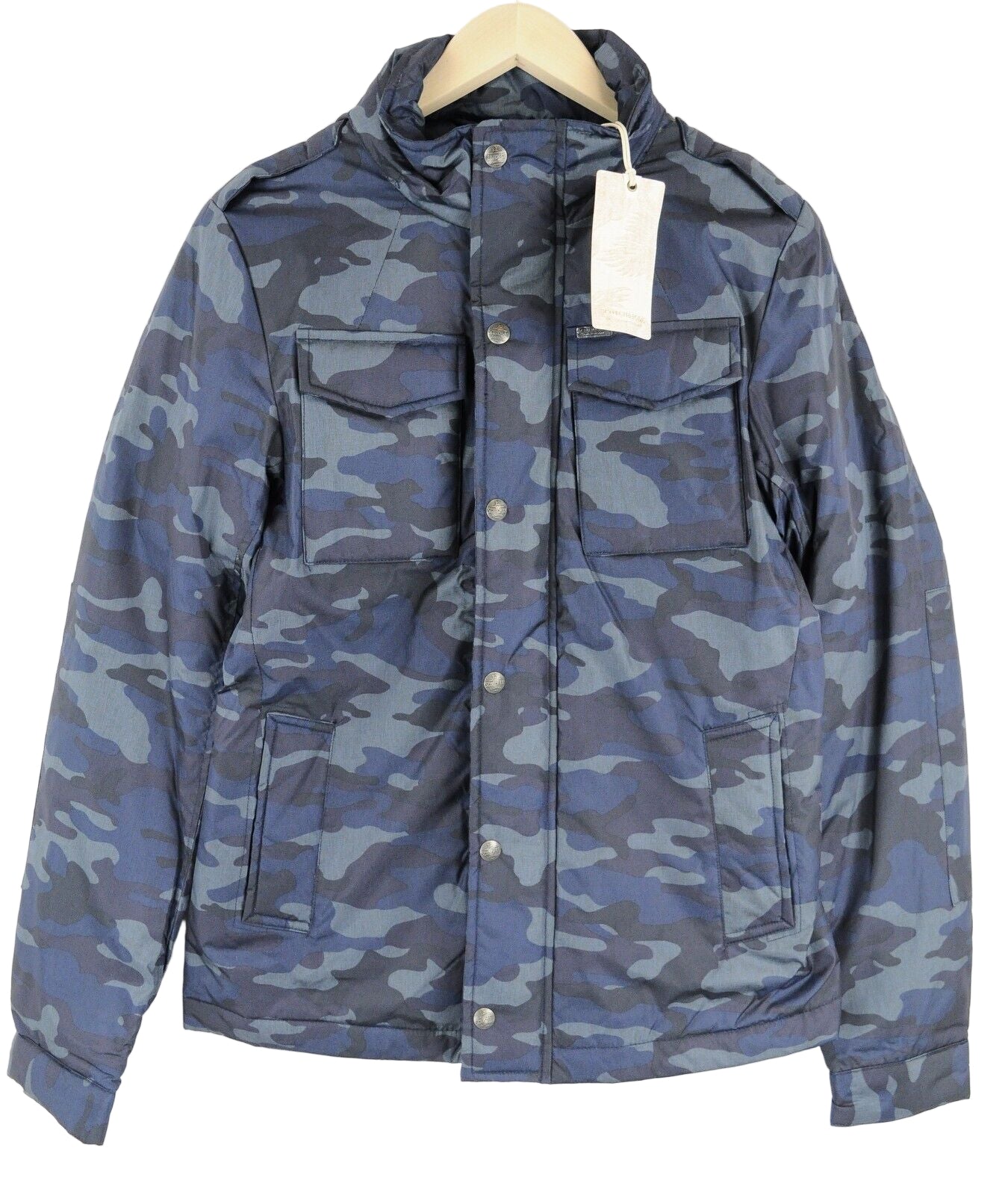 SCOTCH & SODA  Couture Mens Jacket S Military Blue Lined Hooded Snaps