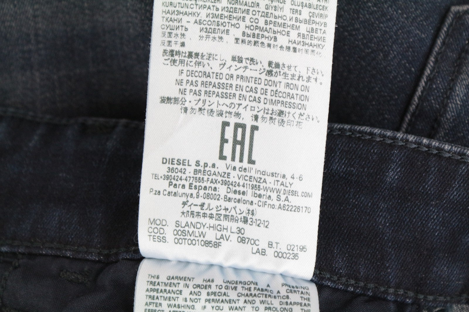 DIESEL Slandy-High 0870C Women's Jeans W29/L30 Blue Distress Washed Slim Skinny