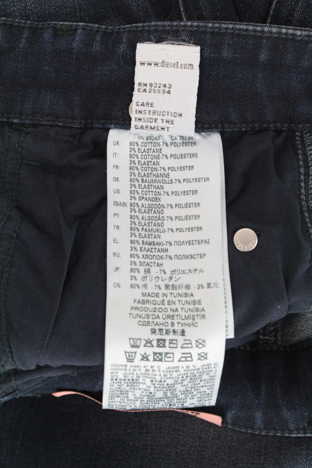 DIESEL Slandy-High 0870C Women's Jeans W29/L30 Blue Distress Washed Slim Skinny