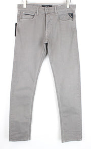 REPLAY Grover Men's Jeans W30/L34 Denim Button-Fly Straight Fit Grey Stretch