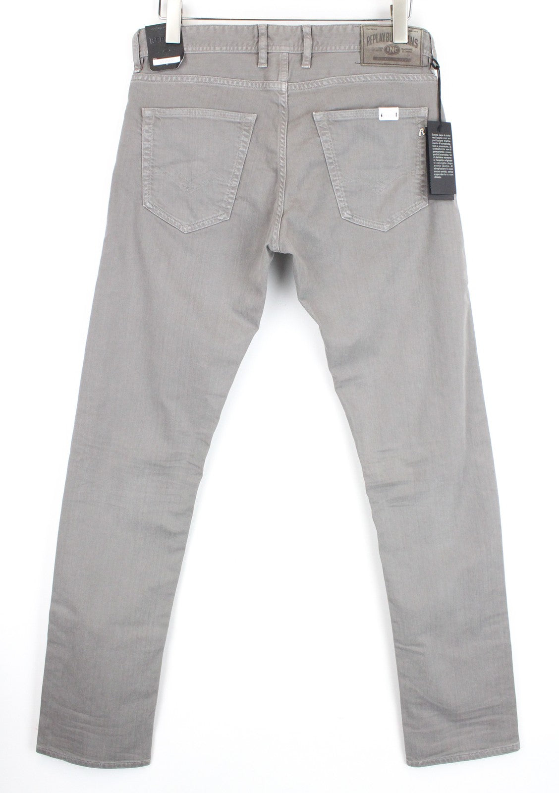 REPLAY Grover Men's Jeans W30/L34 Denim Button-Fly Straight Fit Grey Stretch