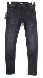 REPLAY Jondrill Men's Jeans W29/L32 Skinny Fit Coated Black Blue Stretch Denim