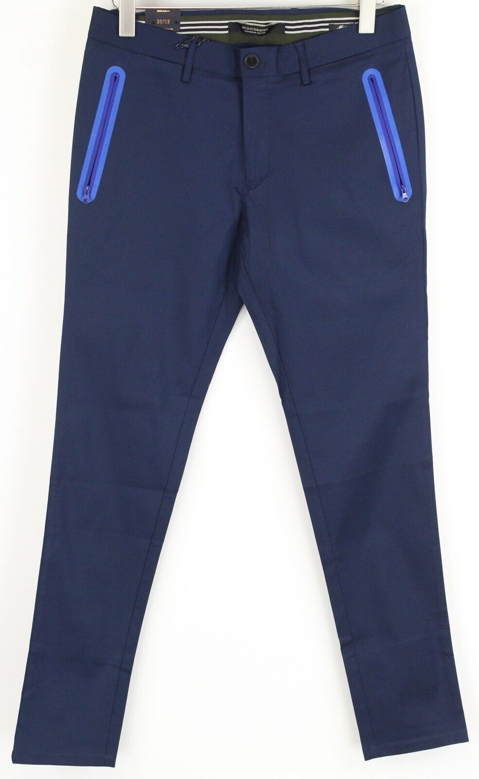 SCOTCH & SODA Mott Mens Trousers W30/L32 Navy  Stretch Super Slim Classic