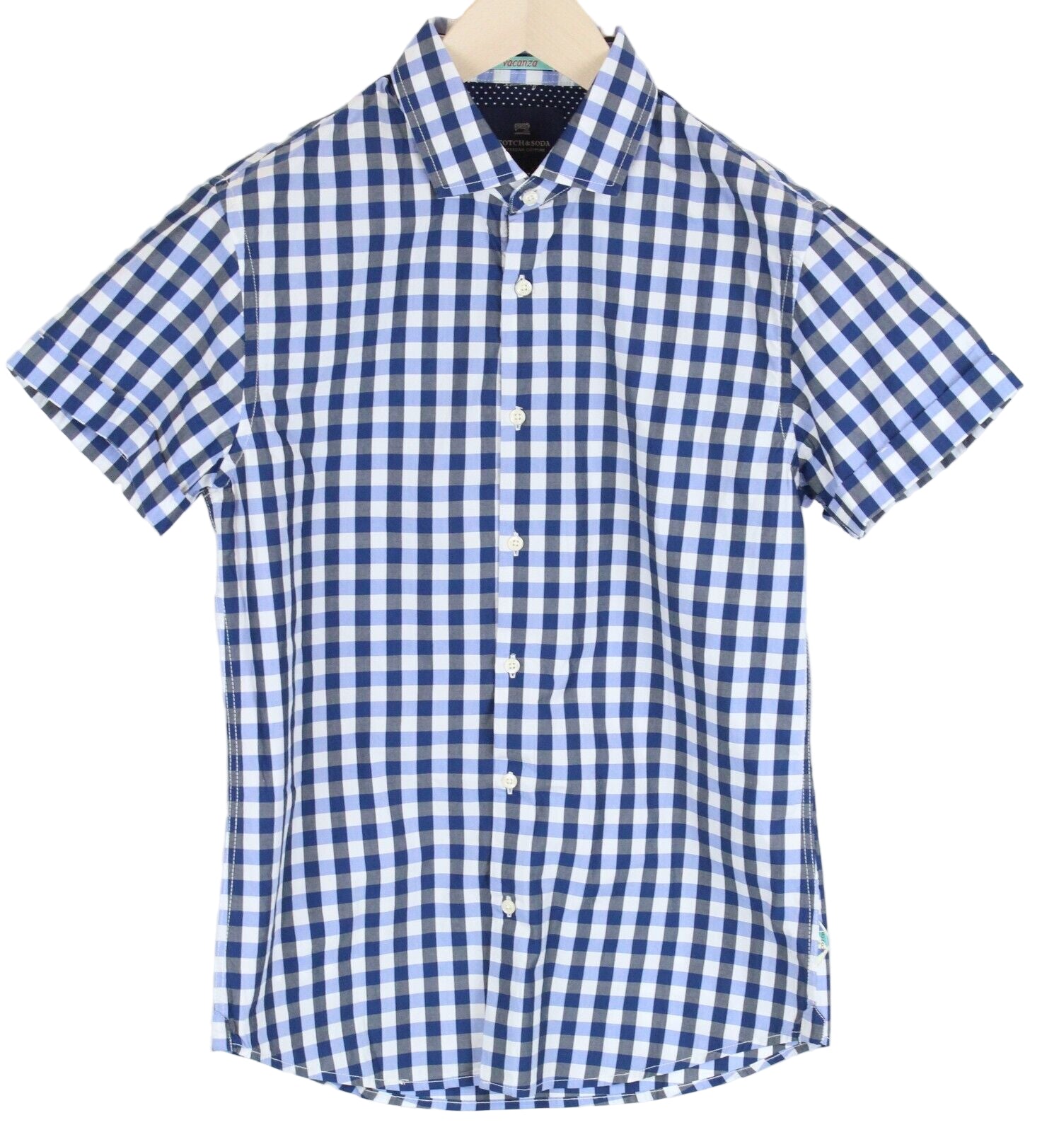 SCOTCH & SODA  Couture Mens Shirt S Blue Checked Short Sleeve