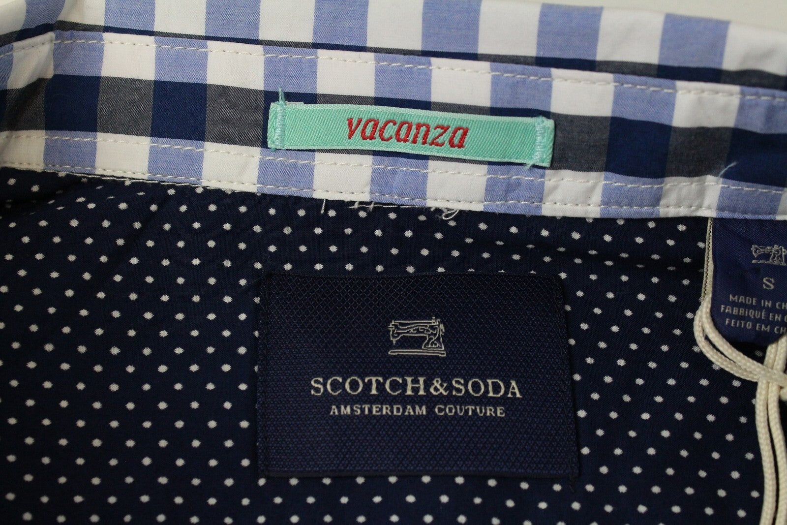 SCOTCH & SODA  Couture Mens Shirt S Blue Checked Short Sleeve