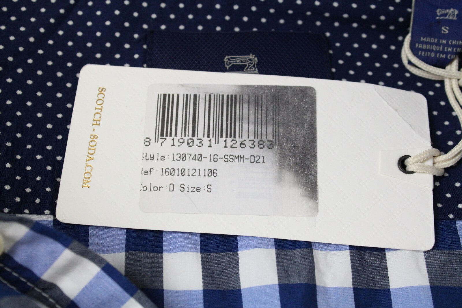 SCOTCH & SODA  Couture Mens Shirt S Blue Checked Short Sleeve