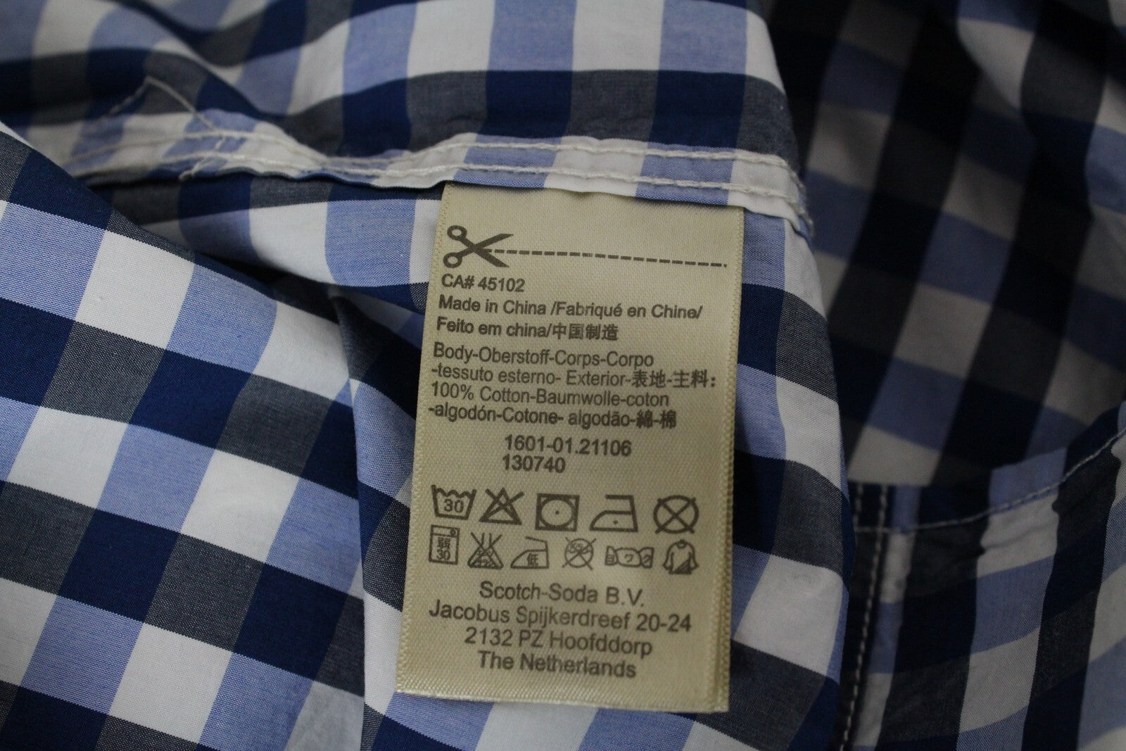 SCOTCH & SODA  Couture Mens Shirt S Blue Checked Short Sleeve