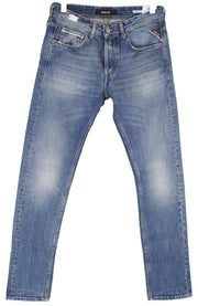 REPLAY Grover Mens Jeans W30/L34 Blue Straight   Washed Buttoned