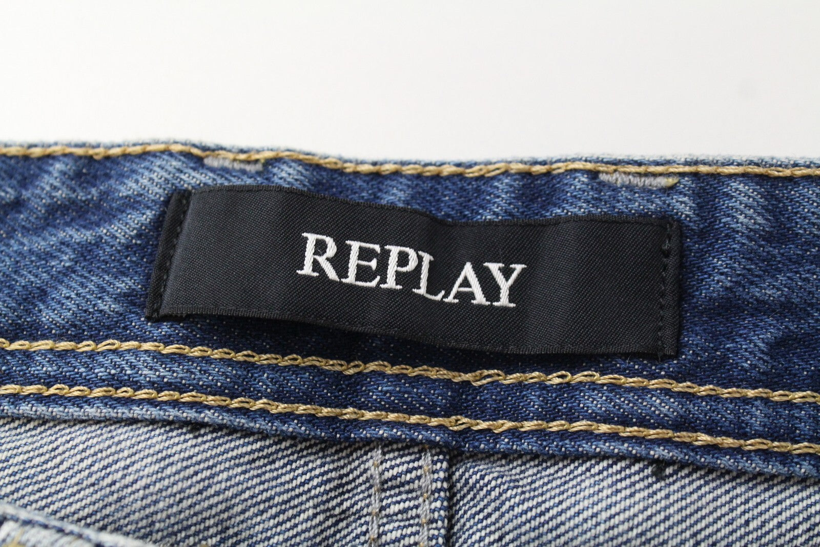 REPLAY Grover Mens Jeans W30/L34 Blue Straight   Washed Buttoned