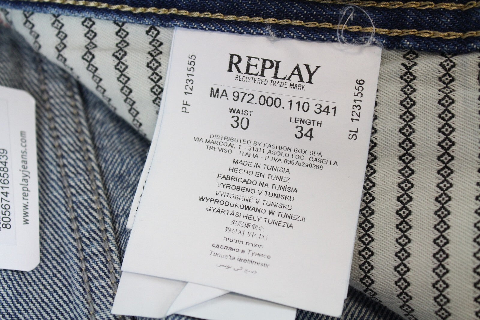 REPLAY Grover Mens Jeans W30/L34 Blue Straight   Washed Buttoned