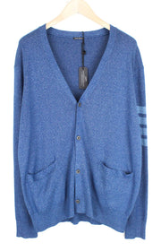 DENHAM Sheffield Men's Sweatshirt 2XL Tight-Knit Blue Pure Cotton Cardigan