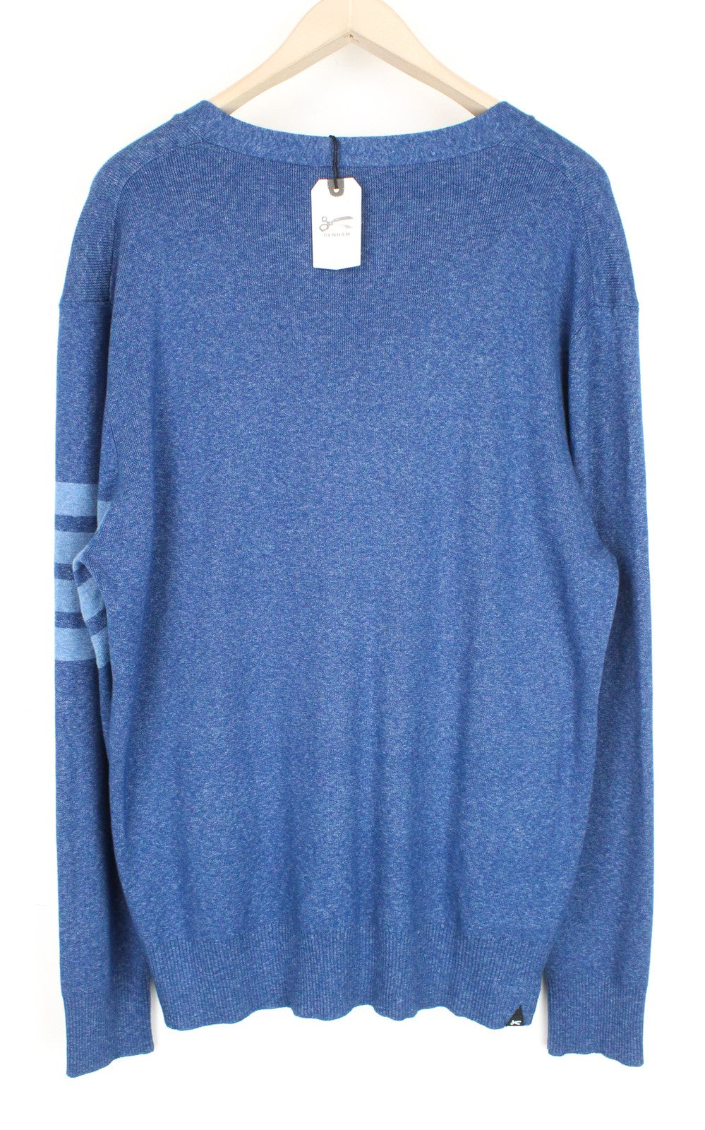 DENHAM Sheffield Men's Sweatshirt 2XL Tight-Knit Blue Pure Cotton Cardigan