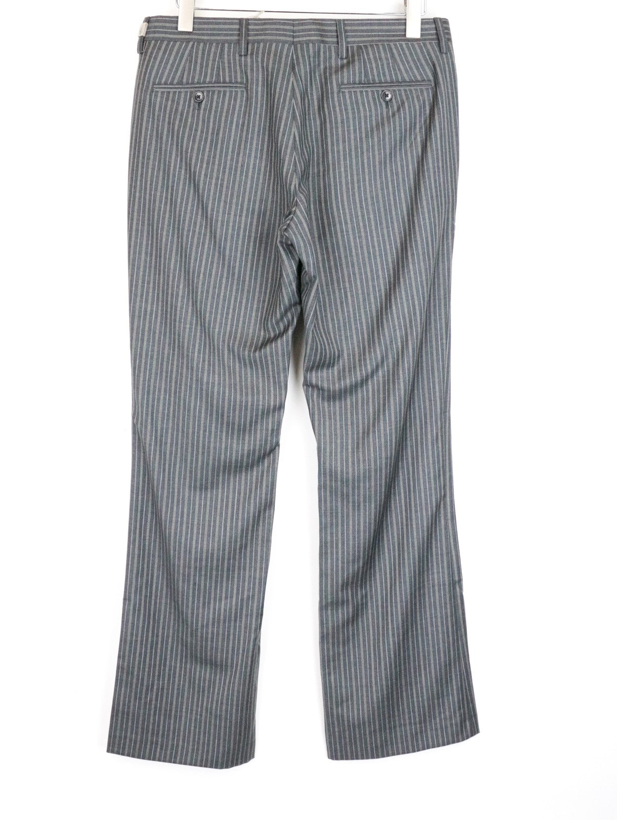 RICHMOND X Men's Trousers 48 Classic Pocketed Striped Grey Zip-Fly Virgin Wool