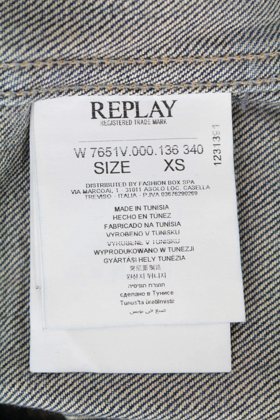 REPLAY Women's Jacket XS Washed Out Denim Short Length Black Collar Distressed