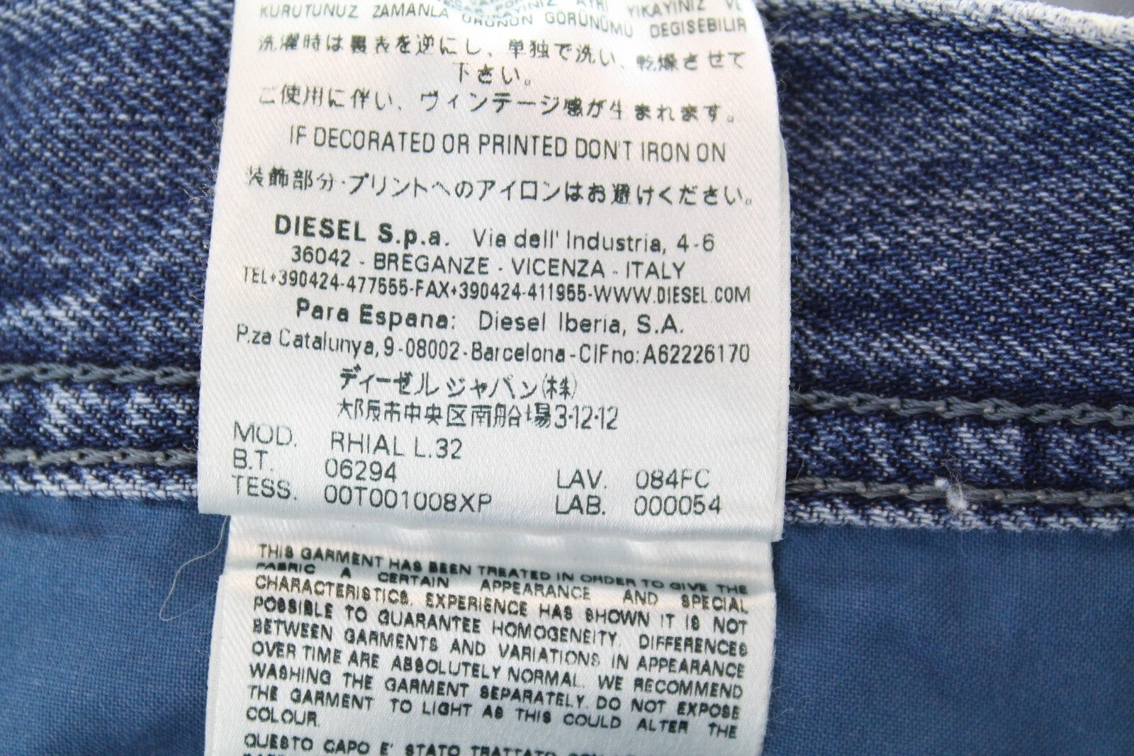 DIESEL Rhial 084FC Mens Jeans W31/L32 Slim  Buttoned Light Blue Carrot