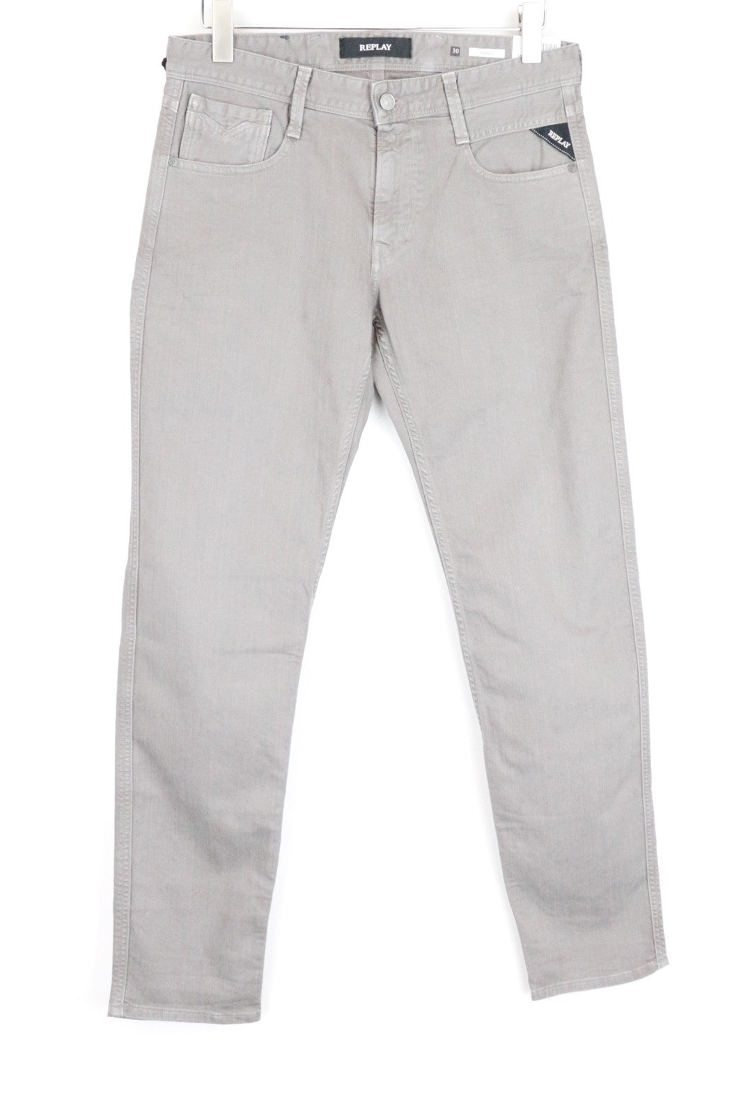 REPLAY Anbass Men's Jeans W29/L32 Zip-Fly Stretch Denim Slim Fit Light Grey