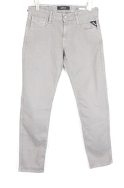 REPLAY Anbass Men's Jeans W29/L32 Zip-Fly Stretch Denim Slim Fit Light Grey