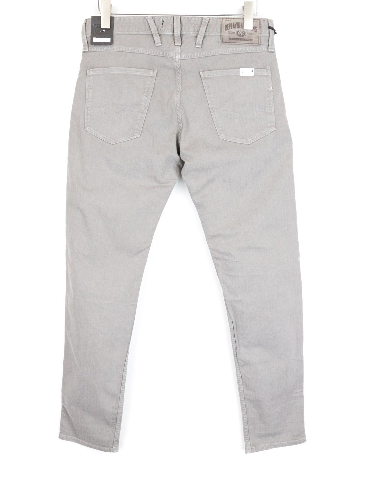 REPLAY Anbass Men's Jeans W29/L32 Zip-Fly Stretch Denim Slim Fit Light Grey