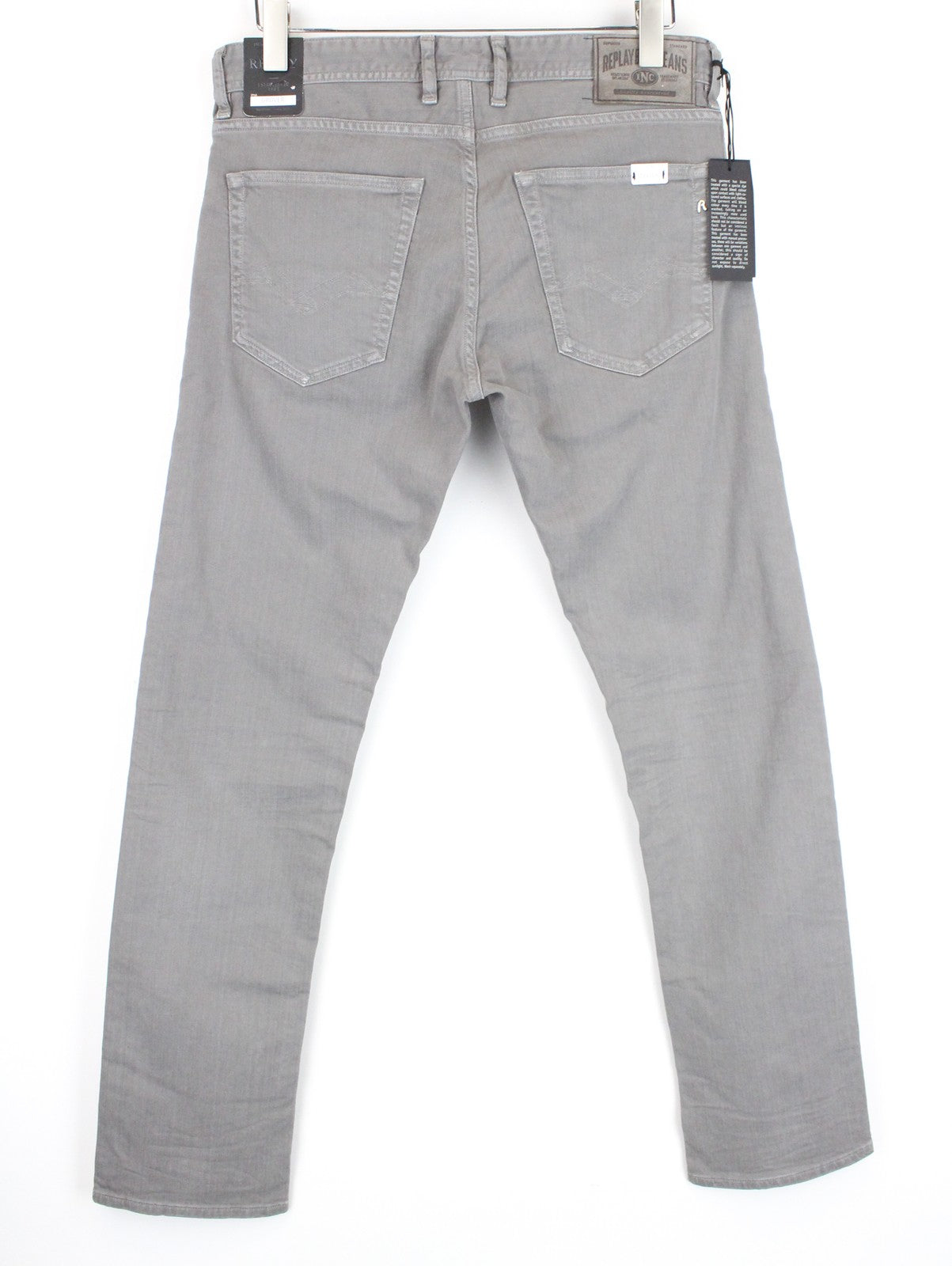 REPLAY Grover Men's Jeans W31/L34 Denim Stretch Button-Fly Straight Fit Grey