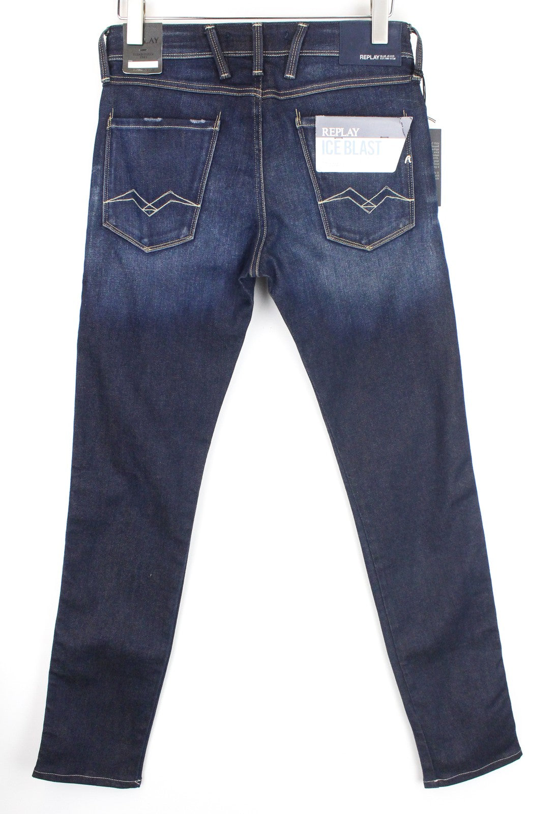 REPLAY Anbass Ice Blast Men's Jeans W29/L32 Slim Fit Washed Out Blue Stretch