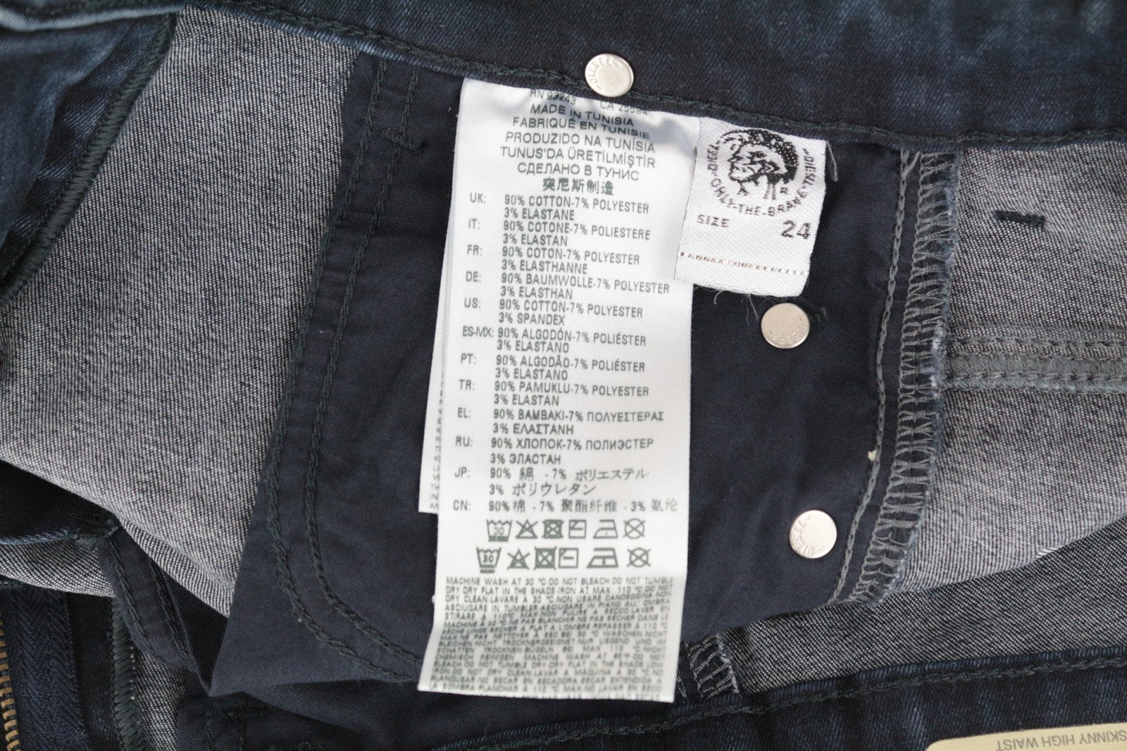 DIESEL Slandy-High 0870C Women's Jeans W24/L30 Super Slim Skinny Distressed