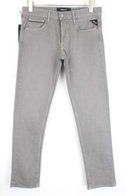 REPLAY Grover Men's Jeans W30/L32 Straight Fit Grey Stretch Bull Button-Fly