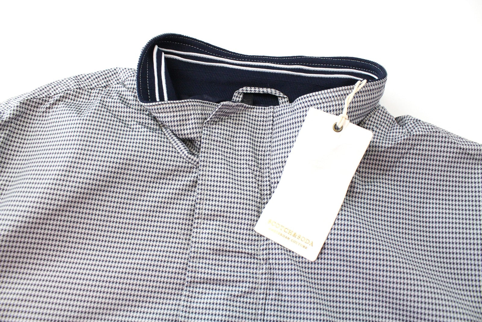 SCOTCH & SODA  Couture Jacket M Mens Grey Houndstooth Lined Patterned Coat