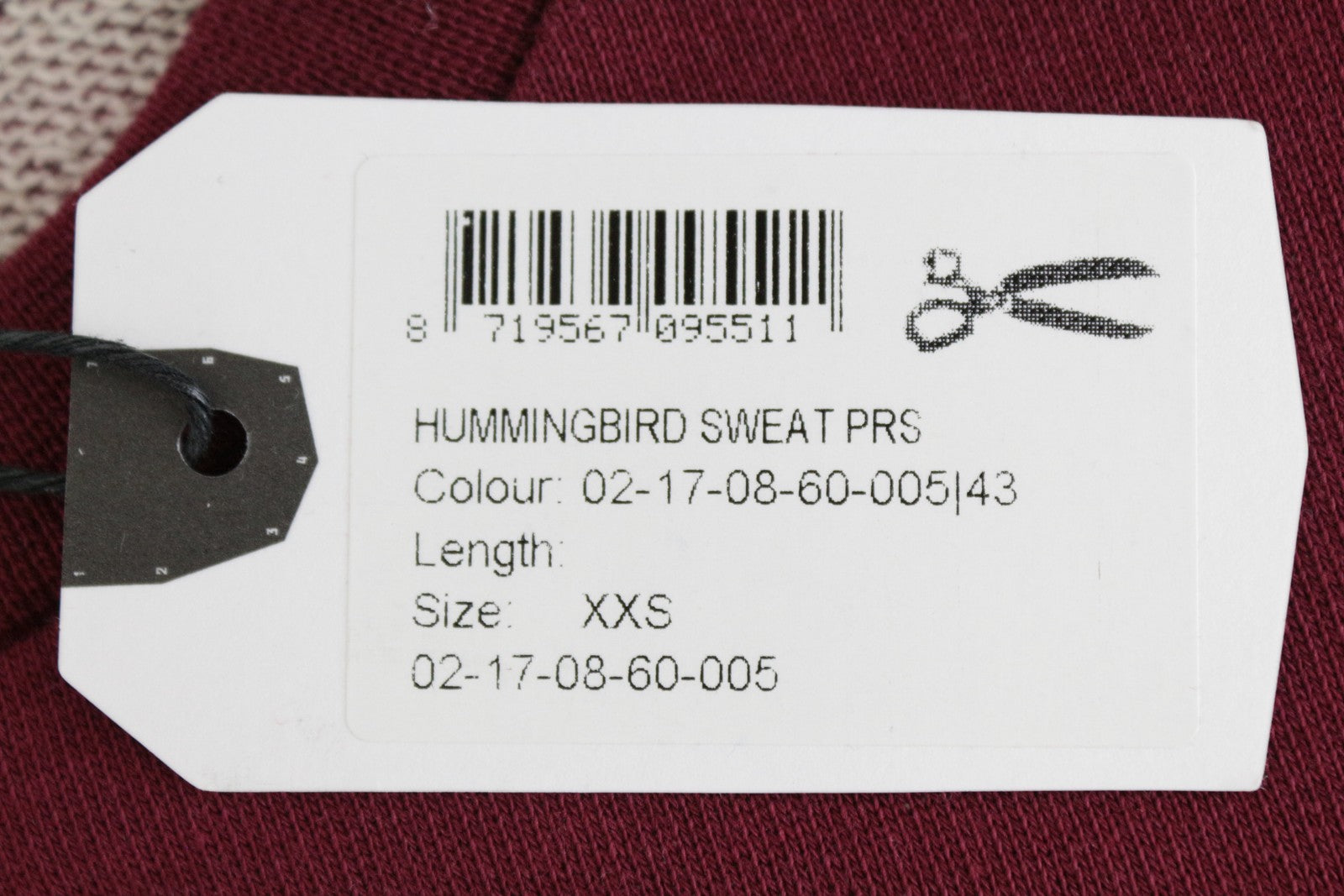 DENHAM Hummingbird Women's Sweatshirt 2XS Long Sleeved Crew Embroidered Burgundy