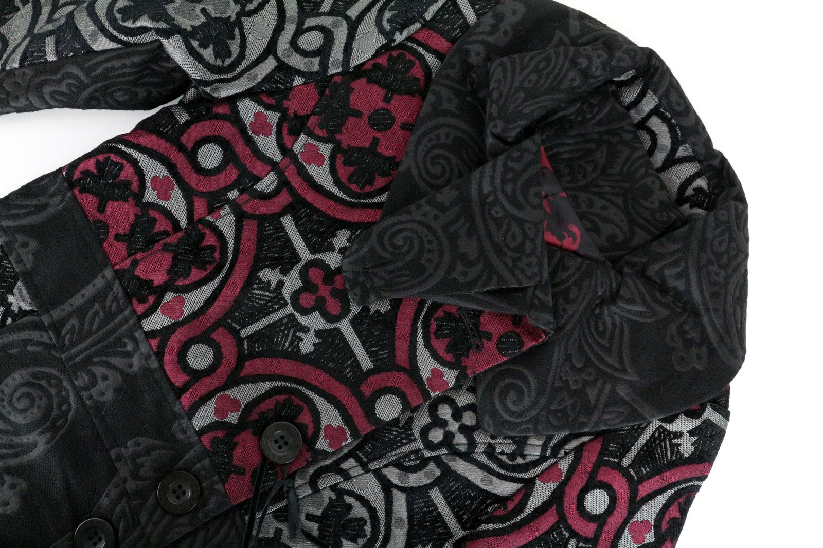 DESIGUAL Abrig Tauro Women's Coat ~36 Abstract Print Mid-Length Double-Breasted