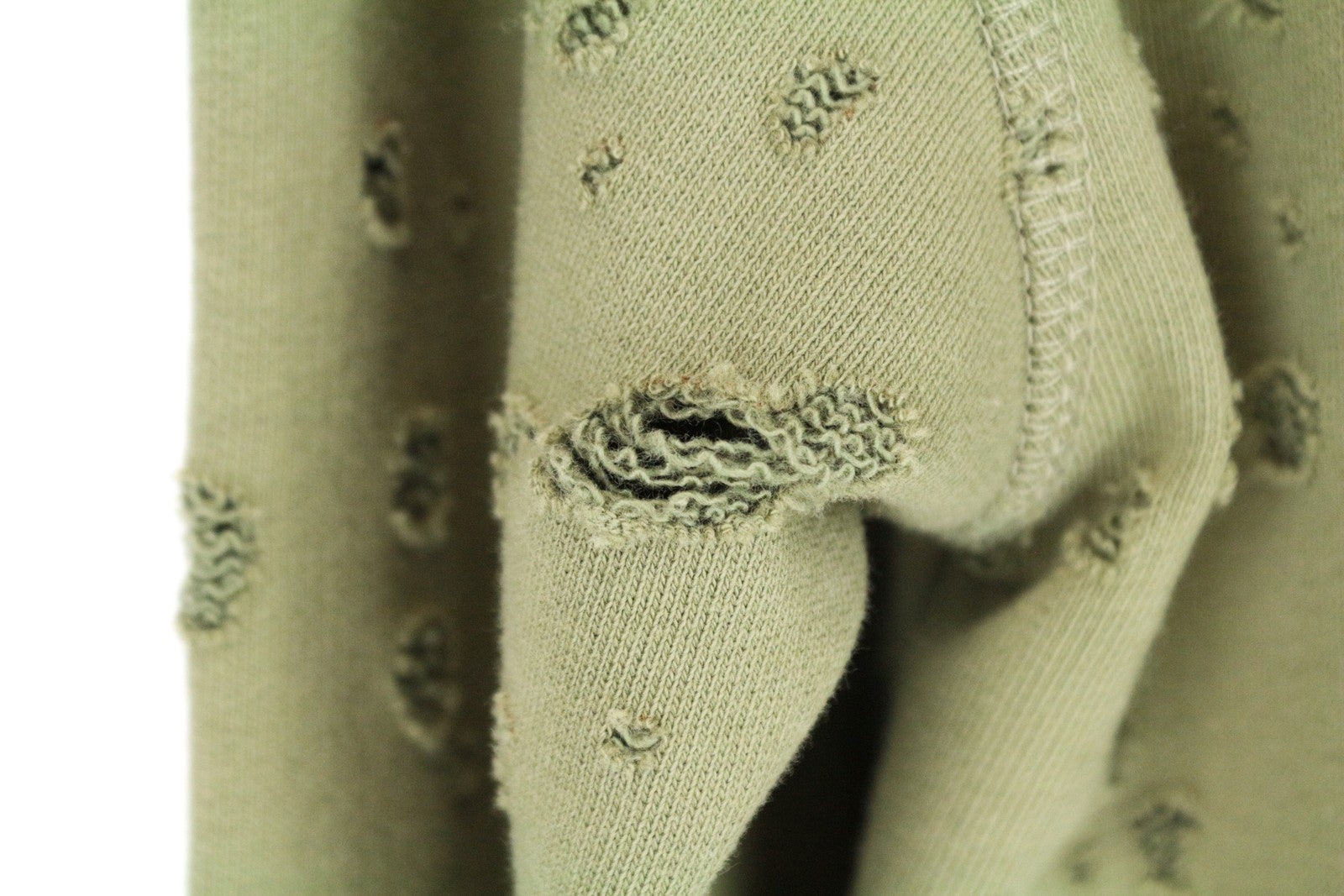 DENHAM Shadow Women's Sweatshirt M Distressed Khaki Green Long Sleeved Crew Neck