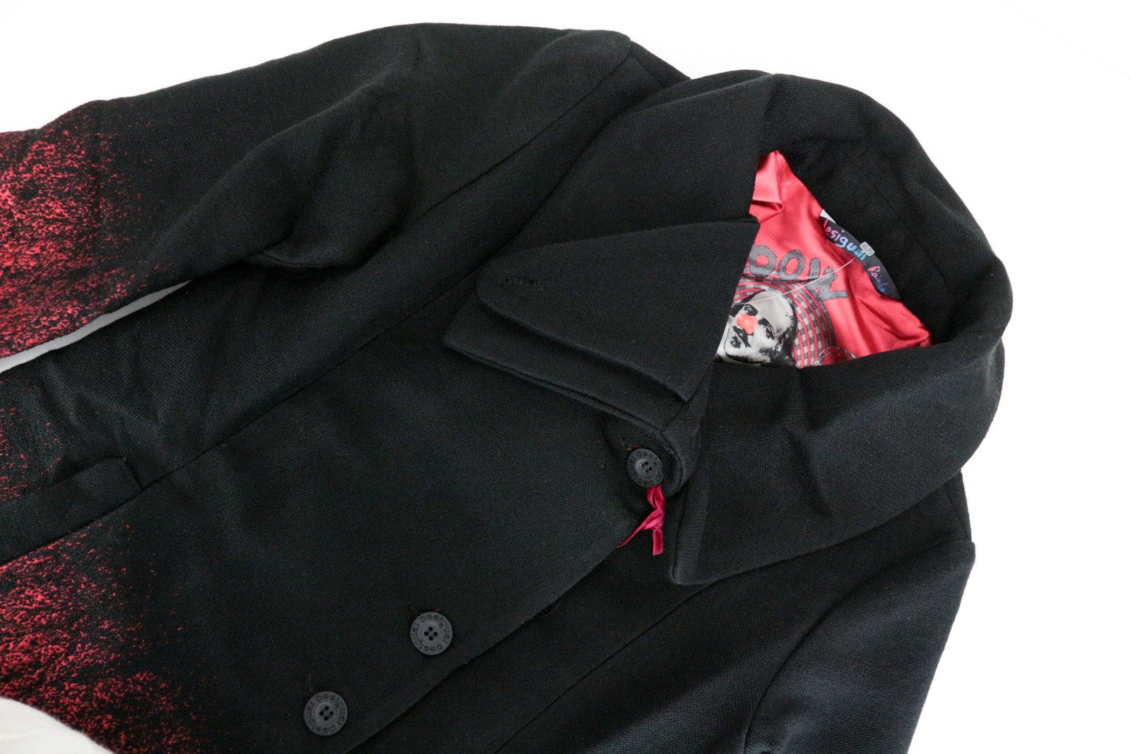 DESIGUAL Chaq Suenos Liquidos Women's Coat ~36 Mid-Length Ombre Styled Collared