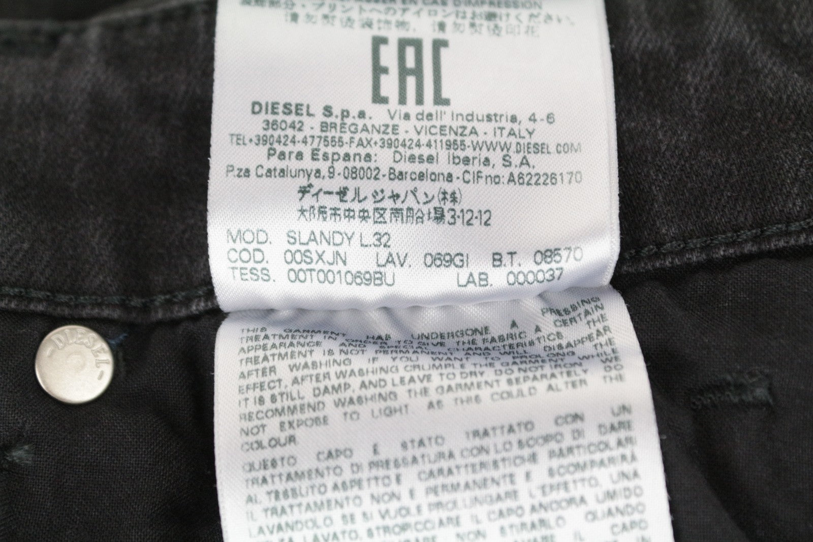 DIESEL Slandy 069GI Women's Jeans W30/L32 Slim Skinny Distressed Denim Grey