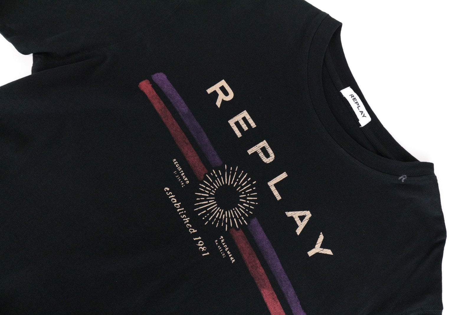 REPLAY Women's T-Shirt L Logo Printed Crew Neckline Pure Cotton Jersey Casual