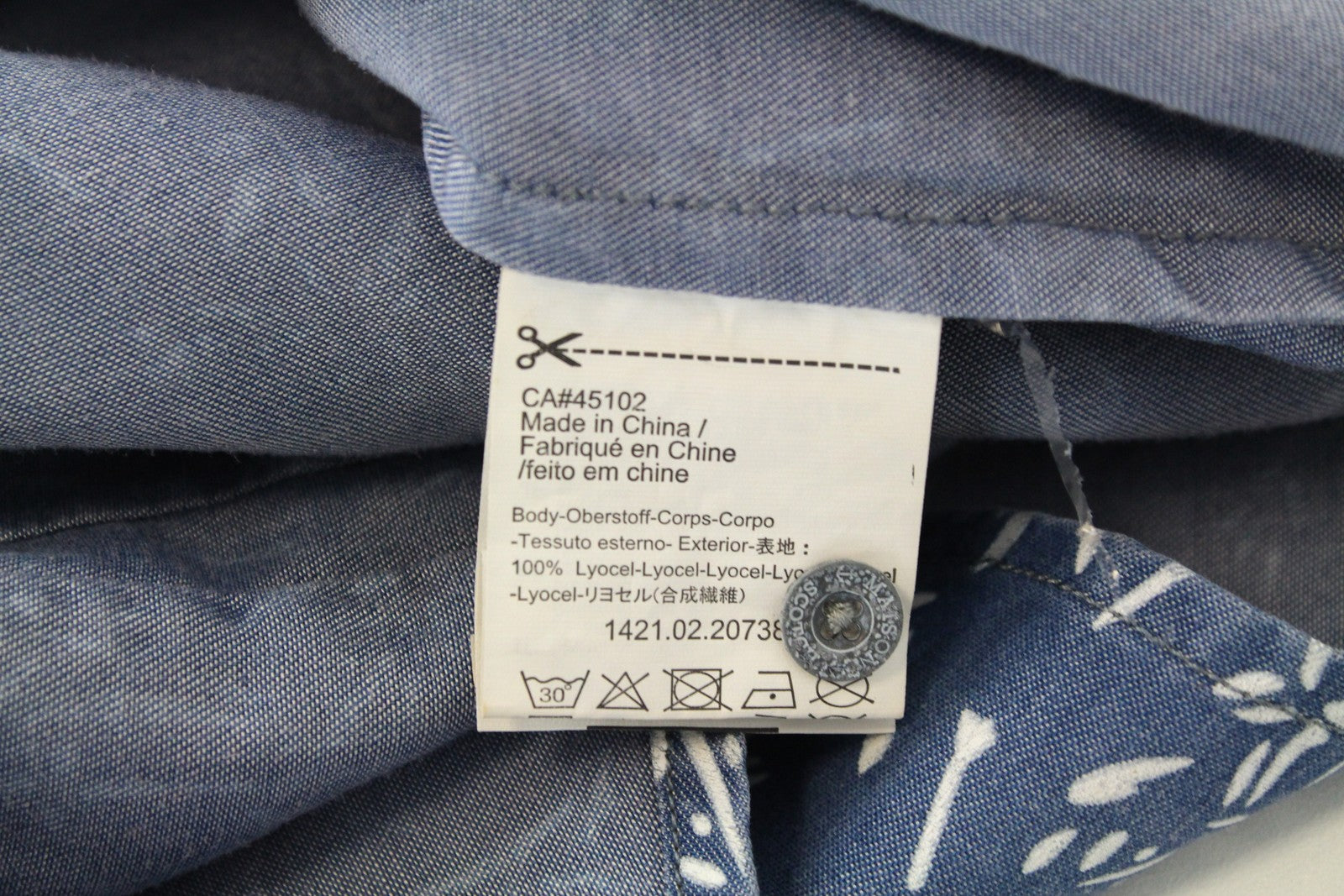 MAISON SCOTCH Womens  Style Shirt L Blue Pocketed Long Sleeve Patterned