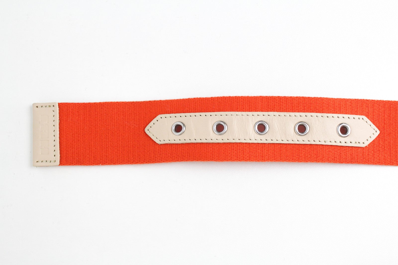 HARMONT & BLAINE 100cm Orange Belt Squared Tip Beige Leather  Style